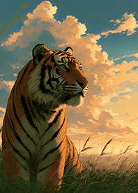 Zen Life-Tiger looking at the sunset1.1