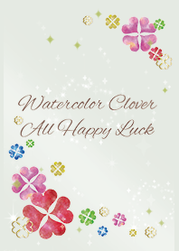 Blue Green / Feng Shui Watercolor Clover