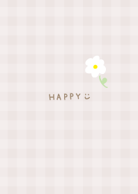 Plaid pattern single white flower24 J