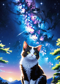 Night Moon Star Cat a15795
