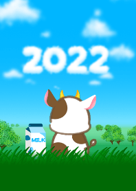 a milk cow in the meadow (sky, 2022)