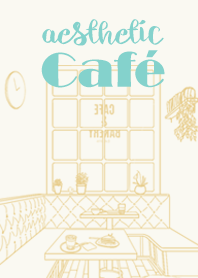 aesthetic cafe pastel blue/beige