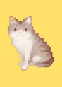 Tema Seni Piksel Kucing Kuning 04
