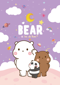 หมีสามตัว ตัวกลม คาวาอิ สีม่วง