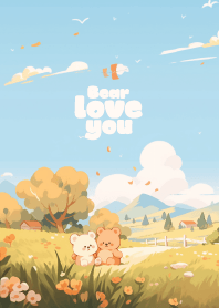 cute bear in green garden 4