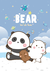 หมีสามตัว ริมทะเล สีฟ้า