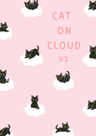 Black Cat on Cloud v2 - Soft Pink
