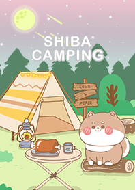可愛寶貝柴犬-在星空下露營野餐(粉紅色漸層