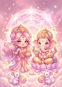 Ganesha & Phra Mae Lakshmi:Blessing Pink