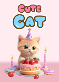 Lucky Orange Cat (Pink Background) 13