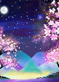 Beautiful night cherry blossoms#592