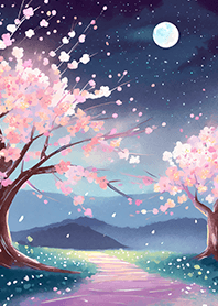 Beautiful night cherry blossoms#2882