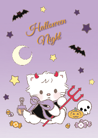 Cute cat with Halloween night! (Purple)