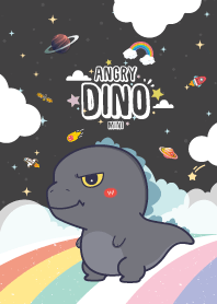 Angry Dino Sky Rainbow Black