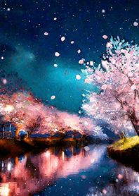 Beautiful night cherry blossoms#2093