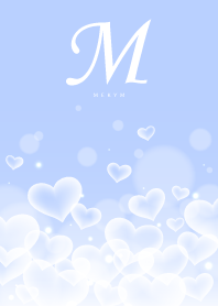 INITIAL -M- Heart blue cloud