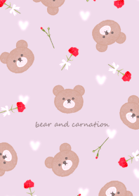 Bear, carnation and heart pinkpurple11_2