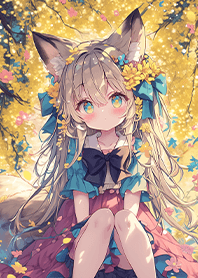 ⭐黃金樹下的夢幻狐狸少女❤️漸層紫