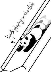 滑り台で遊ぶパンダ