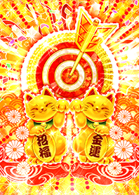 宝くじ運を強くする「矢羽根と金の招き猫」