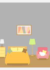 Cute room and cat on white