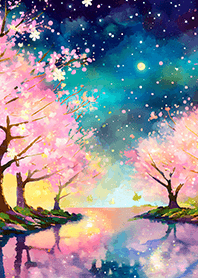 Beautiful night cherry blossoms#355