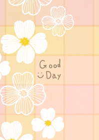 White flowers stylish check25 from Japan