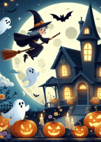 Happy skull halloween night