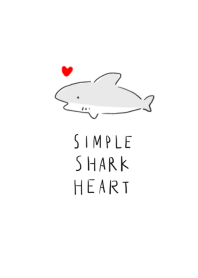 simple shark heart white gray.