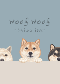 Woof Woof - Shiba inu - DUSTY BLUE