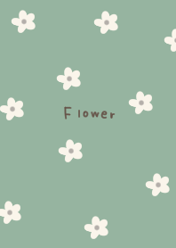 Sage green and white floral pattern.