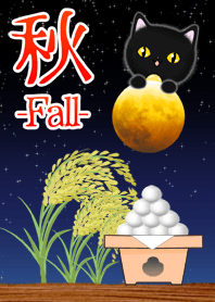 Theme of Fall black cat Illustration