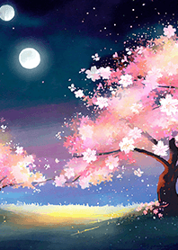 Beautiful night cherry blossoms#2281