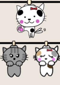 洗濯物干し猫! ホワイトシルバー
