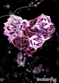 地雷系 V系 紫の薔薇 十字架と蝶