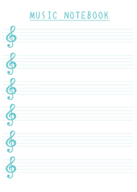 MINT GREEN COLOR MUSICAL NOTES-WHITE