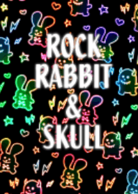 Rock rabbit and skull / colorful neon