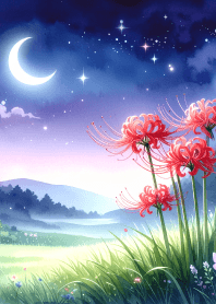 Moonlit night spider lilies