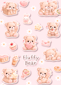 Fluffy sticker-style teddy bear (pink)