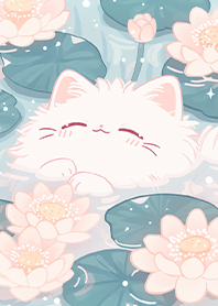 Cat Soaking in a Lotus Hot Spring_PL JP