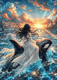 stampAI-killer whale and girl-tDURf4