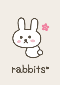 Rabbits.Beige.Cherry blossoms