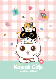 Cats Scottish Pattern Pastel Pink