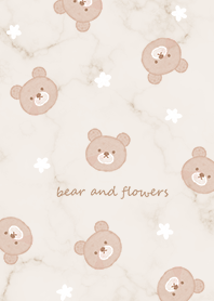 Bear and florets and marble brown03_2