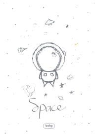 Cute Nate Baby Space Monochrome