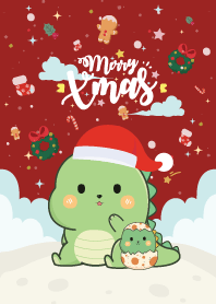 Dino Happy Christmas Day Red