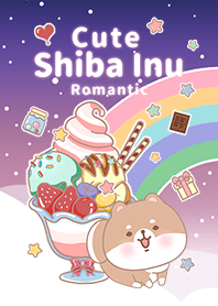 冰淇淋星空 可愛寶貝柴犬 漸層 粉紫色