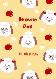 Brown dog love apple minimal yellow cute