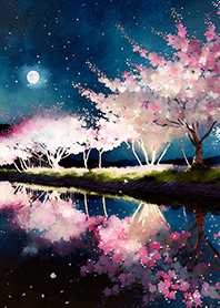 Beautiful night cherry blossoms#110