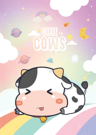 Cows Sky Rainbow Purple Pastel